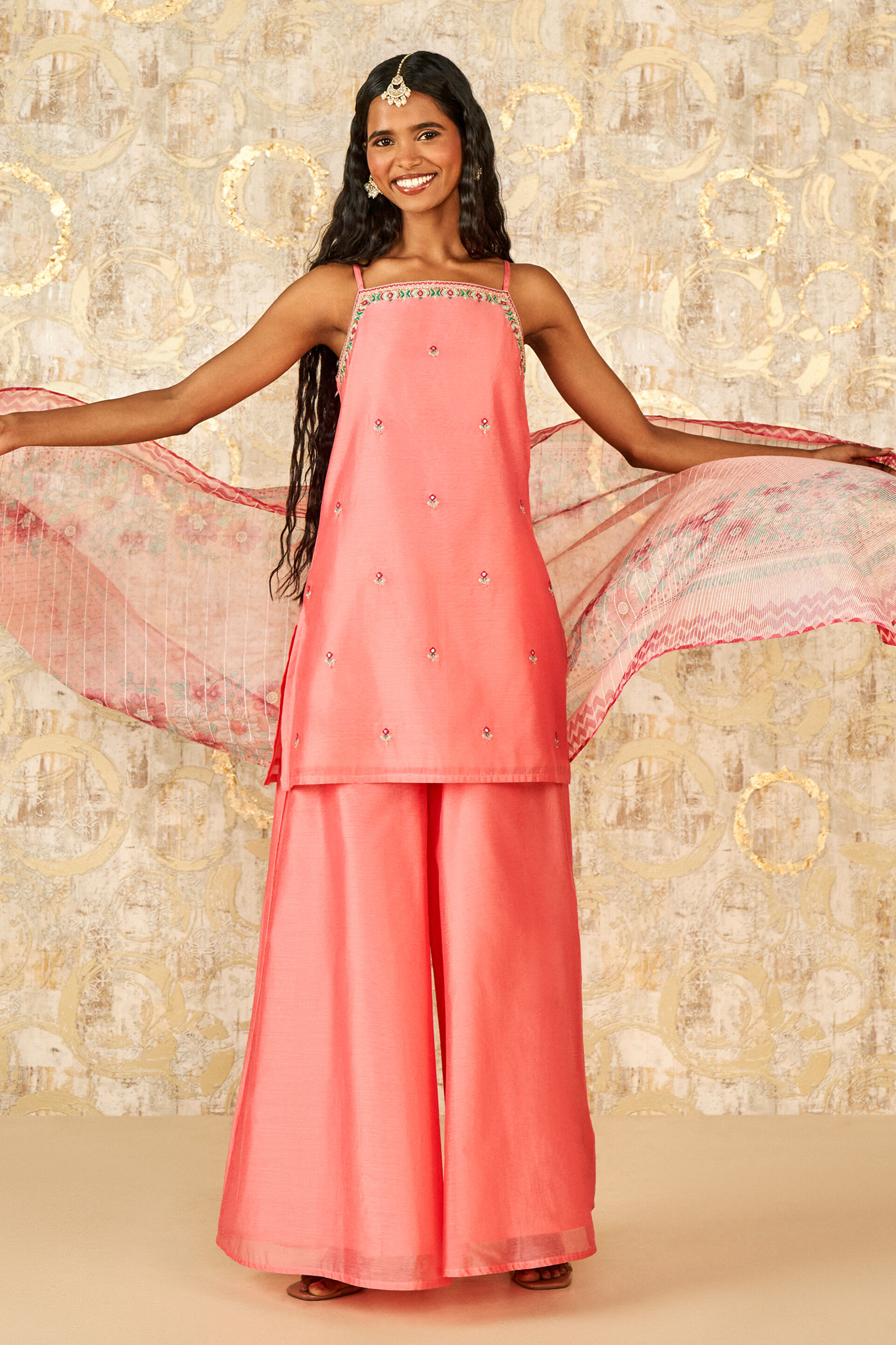 Coral Crush kurta Set, Coral, image 4